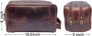Neceser de Cuero Genuino para Hombre, Bolsa de Aseo para Viaje, Kit de Afeitado, Organizador de Artículos de Baño, Bolsa de Cosméticos de Cuero para Mujer - Product Image 3