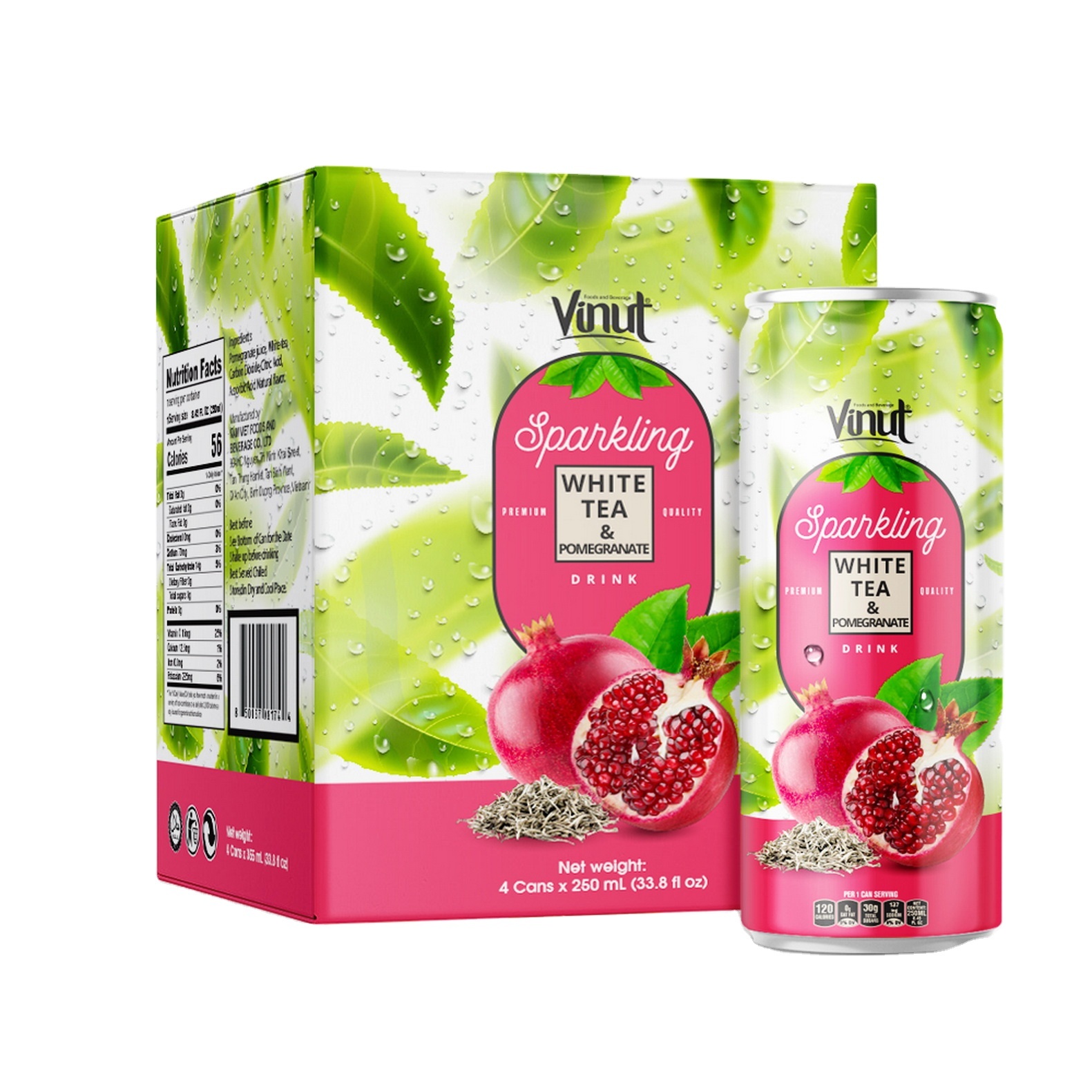 250 мл газированные напитки VINUT Box 4 банки зеленый чай и Pemogranate Company лучшее качество разработка напитков