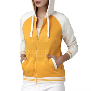 Wholesale Women Winter Knitted <b>Cropped</b> Hoodie Oversized <b>Zip</b> Fashion Hoodies Front Logo Heavyweight 100% Cotton OEM Manufacturer - Product Image 1