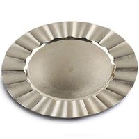 Assiette de Présentation Ronde en Métal Argenté de Luxe Moderne, Finition Martelée, en Acier Inoxydable, Vaisselle Décorative pour Mariages et Hôtels