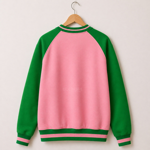Sudadera Cosh International Sisterhood Sorority con Bloques de Color Rosa y Verde, Cuello Redondo, Manga Larga, Informal, para Mujer - Product Image 5