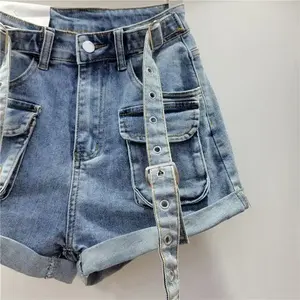 Nuevas llegadas: Shorts de mezclilla para mujer con diseño OEM, de moda, superventas, a precio económico para adultos. - Product Image 3