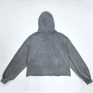 เสื้อฮู้ดดี้พรีเมียมทรงโอเวอร์ไซส์ สีซีดแบบฟอกกรด ผ้าฝ้ายฟลีซ 500 GSM สไตล์วินเทจ ทรงบ็อกซี่ ครอป สตรีทแวร์ พูลโอเวอร์ รับทำโลโก้ตามสั่ง OEM - Product Image 2