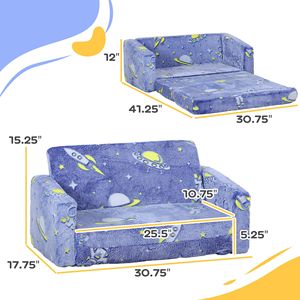 Divano Angolare con Rivestimento Lavabile Blu e Motivo Spaziale Fluorescente, Comodo Divano Imbottito in Schiuma per Soggiorno - Product Image 3