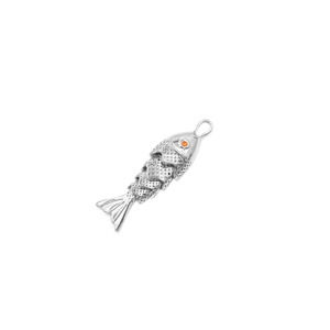 Pendentif breloque en laiton plaqué argent avec zircone cubique orange en forme d'œil de poisson pour la fabrication de bijoux et colliers - Product Image 6