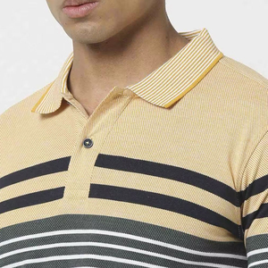 Camiseta Polo para Hombre con Bloques de Color, Manga Corta, Tejido de Punto, Rayas, Corte Regular, Diseño Beige, Gris, Negro y Blanco - Product Image 5
