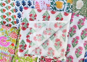 Assorted Napkin Set, Hand Block Printed Napkins, Bohemian Wedding Napkin, Mix And <b>Match</b> Cotton Table Napkins, Handmade In India - Product Image 5