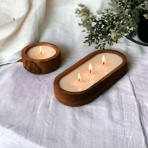 Porte-bougie décoratif rustique en bois, écologique, pour bougies chauffe-plat - Product Image 1