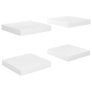 Ensemble de 4 étagères murales et de présentoirs en MDF blanc brillant en forme de nid d'abeille avec structure métallique - Product Image 2
