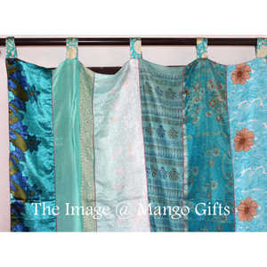 Luxury Silk Saree Door <b>Curtains</b> with Traditional Indian Design for Weddings Festivals Hotels and Home Decoration for Export Sale - Product Image 2