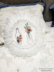 Fundas de Cojín Cuadradas Vintage Personalizadas al por Mayor con Apliques Bordados de Flores, 100% Algodón Lavable con Cierre de Cremallera para Hotel - Product Image 5