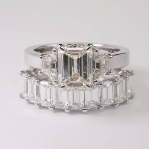 Anillo de Compromiso de Lujo con Diamante Cultivado en Laboratorio de Corte Esmeralda de 3.00CT, Certificado IGI, Anillo de Boda de Oro de 10K, 14K, 18K, Venta al Por Mayor - Product Image 3