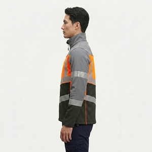 Men's <b>Work</b> Jacket with Reflective Stripes Gray Orange Safety Coat Comfortable Safety Reflective <b>Work</b> Jacket / Working <b>Clothes</b> - Product Image 3