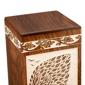 Handcrafted lifetree birds urn & Natural Wood Cremation Urn Blue Epoxy Ashes <b>Box</b> Artistic Funeral <b>Memorial</b> Keepsake by AYAANS - Product Image 4