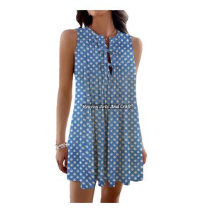 Belle robe en coton pour femmes faite à la main, légère, imprimée en bloc, tuniques indiennes, silhouette ample élégante, décontractée pour l'été, naturelle - Product Image 1