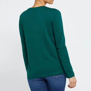 Camiseta de Moda Urbana para Mujer, Color Sólido, Manga Larga, Largo Regular, Estampado, 100% Algodón, Secado Rápido - Product Image 2