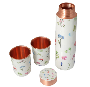 Bouteille d'eau en cuivre imprimée émail, ensemble de 3 pièces (2 verres), vente chaude, prix abordable - Product Image 1