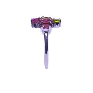 Wedding Wear <b>925</b> Sterling <b>Silver</b> Multi Tourmaline Gemstone <b>Silver</b> Plated Jewelry Women Wear Classic <b>Ring</b> - Product Image 3