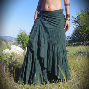 Falda Maxi Boho de Algodón con Diseño Asimétrico y Volantes, Suave y Transpirable, Falda Larga de Verano para la Playa - Product Image 1