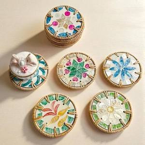 Sous-verre en rotin classique coloré, protection de table, tapis résistant à la chaleur, écologique, pour tasses à café, thé, boissons chaudes - Product Image 6