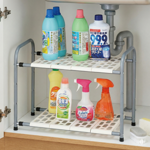 Oferta Shopee: Mueble de Almacenamiento Multifuncional Moderno de Tubo de Acero para el Hogar, Estante de Fregadero de Cocina de Doble Nivel, Directo de Taiwán - Product Image 1