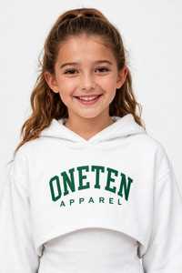 Ensemble survêtement pour filles ONETEN, sweat-shirt à capuche et pantalon cargo, haut blanc, taille élastique verte, tenue décontractée - Product Image 6