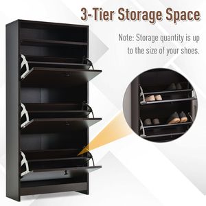 Mobiletto Portascarpe Trendy Espresso con 3 Grandi Cassetti Estraibili, Ampio Piano Superiore Girevole Salvaspazio per Uso in Stile Rustico/Country - Product Image 6