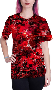 เสื้อยืดแขนสั้นผู้ชาย สีแดง ลายพิมพ์นามธรรม คอกลม ทรงปกติ สไตล์ลำลอง ผ้าโพลีเอสเตอร์ทอ 100% - Product Image 6