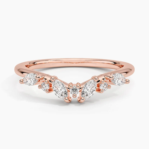 Anillo de Compromiso de Plata 925 Chapado en Oro con Moissanita Corte Marquesa y Microincrustaciones, Lujosa Alianza Nupcial para Mujer - Product Image 3