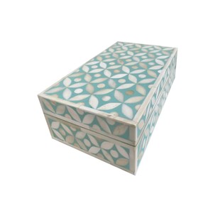 Ensemble de boîtes rectangulaires classiques faites à la main en os indien et MDF incrusté pour le rangement de bijoux, articles ménagers, vente en gros au Golfe - Product Image 4