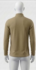 Haut à manches longues pour homme, kaki, tricoté, col montant, fermeture éclair quart de tour, coupe droite, 100% polyester, uni, pour l'automne, formel - Product Image 5