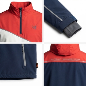 Chaqueta Anorak Deportiva para Hombre, Personalizada, con Bloques de Color, Media Cremallera, Impermeable, Transpirable, Costuras Selladas, de Poliéster - Product Image 4