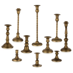 Eclipse <b>Candle</b> Holders Luxe Metal <b>Taper</b> Stand Set for Elegant Dining and Coffee Table Styling Use - Product Image 5