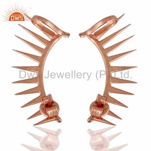 Pendientes de plata de ley chapados en oro brillante para niñas, joyería de diseñador para mujeres, regalo para ella - Product Image 6