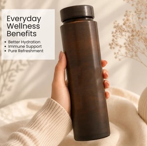 Copper <b>Water</b> <b>Bottle</b> Pure Copper Reusable Drinking <b>Bottle</b> For Home Office Travel <b>Gym</b> Fitness Outdoor Daily Hydration - Product Image 5