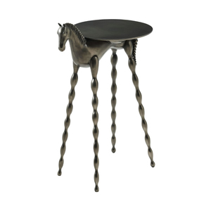 Table basse ronde moderne en métal avec base cannelée sculpturale, mobilier chic parisien, table d'appoint vintage de luxe moderne - Product Image 6