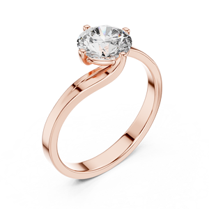 Anillo de compromiso clásico Velora de oro rosa de 10K para mujer con diamante solitario de corte brillante redondo y engaste Eterna Prong - Product Image 2