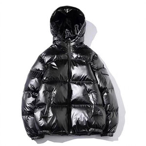 Custom Shiny Glossy Puffer Jacket Manufacturer Wholesale Winter Warm Hooded Down Outerwear <b>Waterproof</b> <b>Padded</b> Coat For Men - Product Image 5