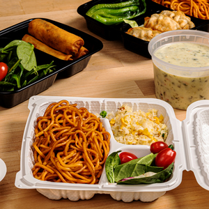 Conteneur à clapet noir à 2 compartiments, 9 pouces, avec charnières et remplissage minéral, à double languettes avant ventilées - Product Image 5