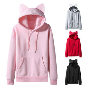 Proveedor Mayorista de Sudaderas con Orejas de Gato, Sudaderas Lisas sin Estampado, Sudaderas de Forro Polar Oversize, Ropa Personalizada Linda para Mujer - Product Image 1