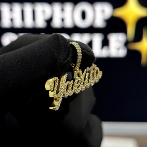 Collar con Colgante Personalizado con Nombre en Cursiva, Plata de Ley 925, Moissanita VVS, Estilo Hip Hop, para Hombre y Mujer - Product Image 2