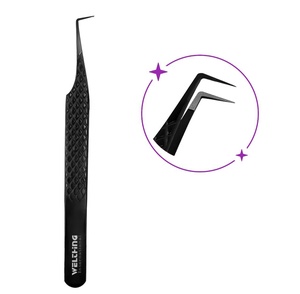 High Quality Stainless Steel <b>Micro</b> Grip Lash Tweezers Black Plasma Professionals Eyelash Beauty Volume Fiber Sweet Spot - Product Image 4