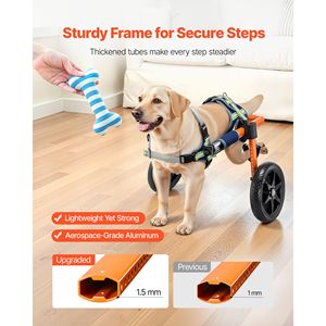 Lightweight 2-Wheel Manual <b>Dog</b> <b>Wheelchair</b> Adjustable Height Width and Length Cart with Shock Abs <b>for</b> Back Legs - Product Image 4
