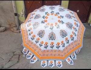 Parasol rond de jardin imprimé à la main motif floral, protection solaire, pour terrasse et extérieur, style classique, pliable, avec tube en fer - Product Image 6