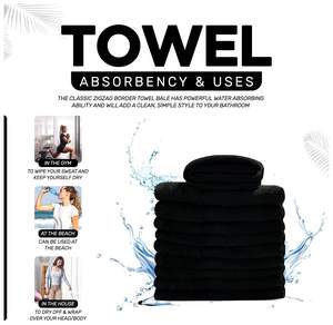 Toalla de Baño de Lujo de Algodón Terry, Negra, Suave, Afelpada, Gruesa, Absorbente, Calidad de Hotel y Spa, 580 GSM, UE - Product Image 1