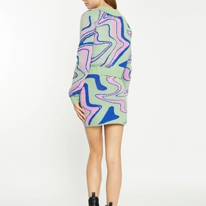 Stock usine Hiver Pull cardigan en laine cachemire pour femme, tricoté à fleurs au crochet, à manches longues - Product Image 5