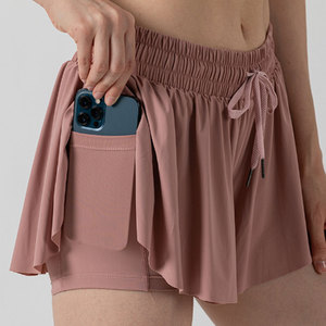 Shorts Deportivos Fluidos para Mujer, Transpirables, de Secado Rápido, 100% Poliéster, con Cierre de Cordón, para Gimnasio, Deportes, Tenis, Verano, Jóvenes y Niñas - Product Image 6