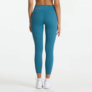 Leggings de yoga pleine longueur à taille mi-haute pour femmes, motif uni, service OEM à faible MOQ, vêtements de fitness de haute qualité à prix abordable - Product Image 4
