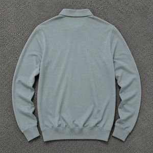 Polo de manga larga para hombre, 100% algodón, liso, teñido, transpirable, 220g, con logotipo personalizado de alta calidad. - Product Image 3