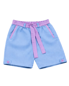 Blue Purple Contrast Sleeveless Top & Shorts <b>Set</b> Men Casual Summer Outfit Drawstring Waist Soft Breathable Cotton Blend Comfort - Product Image 5